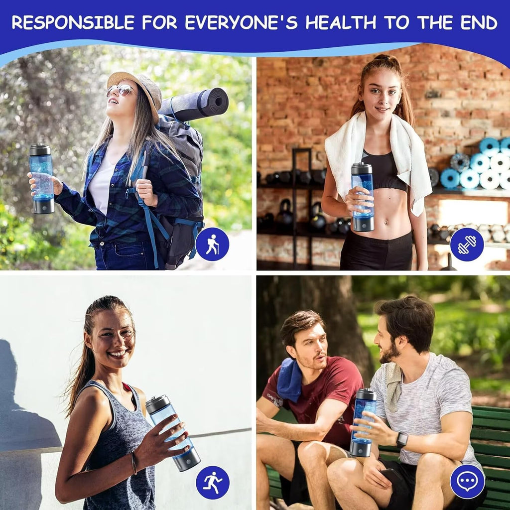 Rechargeable Hydro Health Hydrogen Water Bottle, Portable Glass Hydrohealth Hydrogen Water Bottle Generator-1Pcs