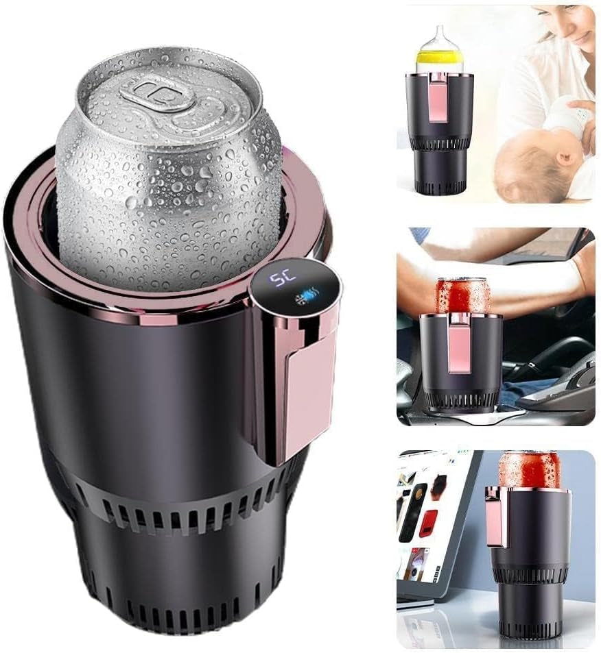 2-In-1 Car Cup Warmer Cooler, Smart Car Cup Mug Holder Auto Car Cooling and Heating Cup Holder Car Tumbler Holder Practical Car Refrigerator Cooler Insulation Drink Cooler